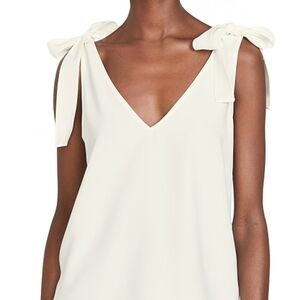 Amanda Uprichard Cream Tank Top with Bow Accents